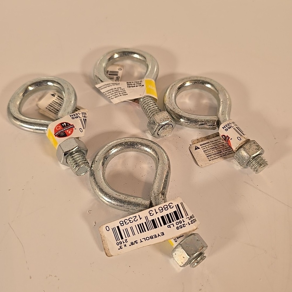 4 National Hardware N221-259 Zinc Plated 160 lbs. Capacity Eye Bolt 3/8 x 3 in.